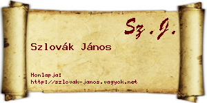 Szlovák János névjegykártya
